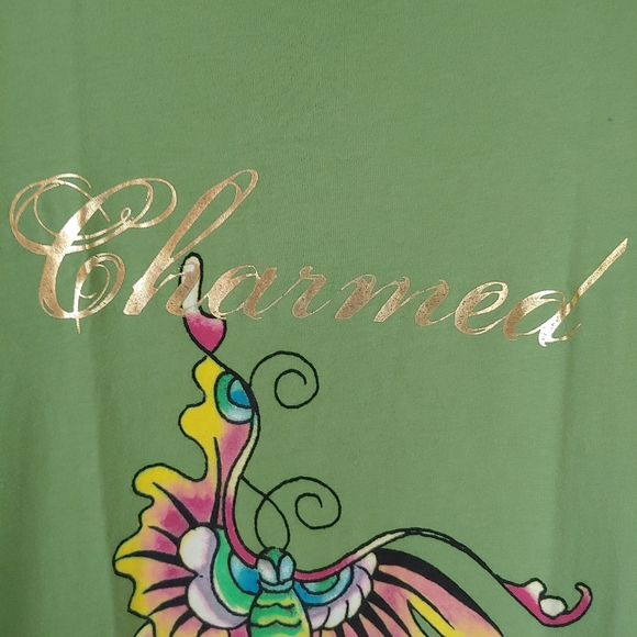 Ed Hardy Designs Short Sleeve T-Shirt Green Vintage Butterfly Size Medium - Picture 6 of 12